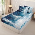 thumbnail image 2 of Homewish Gradient Sea Waves Zipper Twin Comforter Sets with Fitted Sheet and 2 Pillowcases for Boys Girls,Teens Blue White Ocean Zipper Bedding Set,4-Piece,Navy Blue Reversible, 2 of 6