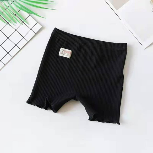 MKOSPLRT Ribbit Knit Shorts for Toddler Girl High Waist Stretch Shorts Basic Solid Color Summer Shorts Cute Lettuce Leggings for 2-10Y