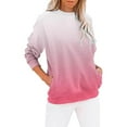 thumbnail image 2 of Tdoqot Womens Trendy Sweatshirts- Gradient Pullover Casual Crewneck Tunic Tops with Pockets Pink Size 2XL, 2 of 5