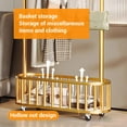thumbnail image 4 of Rolling Clothing Rack with Wheels and Basket Storage, Metal Moveable Large Coat Rack Decorative Clothing Racks for Hanging Clothes for Bedroom Boutiques, 4 of 8