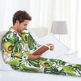 thumbnail image 4 of Mens Pajamas Set, Watercolor Green Tropical Button Down Long Sleeve Loungewear Sleepwear Pjs sets for Men, 4 of 5