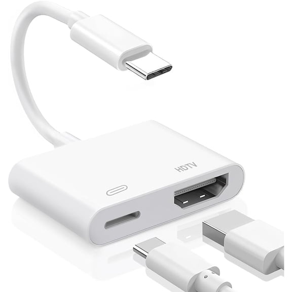 Type C to HDMI to USB C Adapter,4K@60Hz HD projection without delay,100W Fast Charging, Compatible with MacBook Pro,Air,iPad Pro, iPhone 15/16/17 Series to HDTV/Projector/Monitor