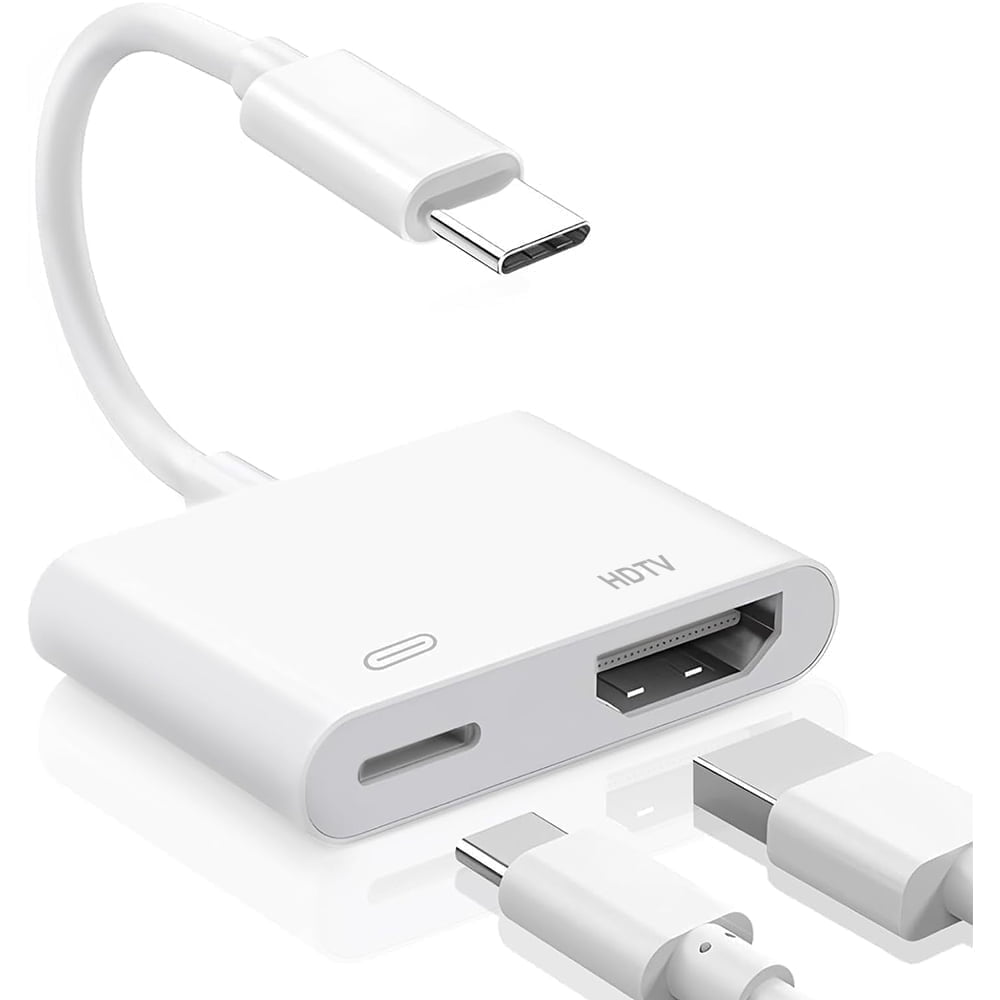 Type C to HDMI to USB C Adapter,4K@60Hz HD projection without delay,100W Fast Charging, Compatible with MacBook Pro,Air,iPad Pro, iPhone 15/16/17 Series to HDTV/Projector/Monitor