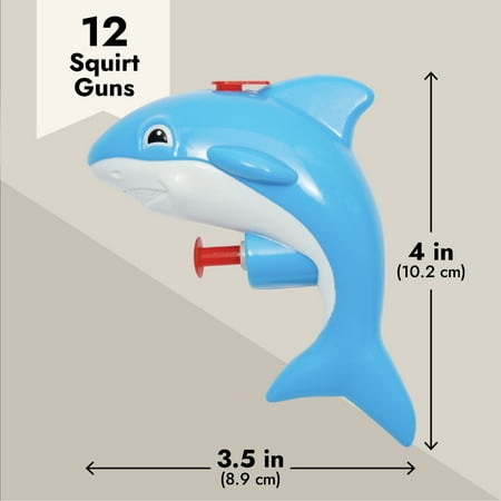 12 Pack Mini Shark Water Guns for Kids Birthday, Blue Squirt Toys for Summer Pool Party Favors