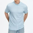 thumbnail image 3 of Men's simple T-shirt casual knitted short-sleeved solid color knitted water ripple stand collar top, 3 of 4