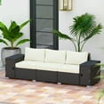 thumbnail image 3 of Barara King Patio Outdoor Sofa,3 Seater Wicker Outdoor Couch Patio Sofa with Storage, Thickened Cushions, Cream White, 3 of 11