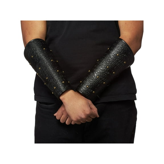 Faux Leather Slaughter Wrist Armour 2pc Set Studded Costume Accessory