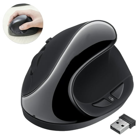 AUGIENB Ergonomic Mouse Vertical 2.4GHz Wireless Connection Optical Sensor USB Receiver Mice 6 Buttons Adjustable 800/1200/1600 DPI for Laptop, Computer, Notebook,