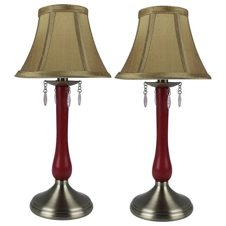 - Urbanest Perlina Accent Lamps, Antique Brass Base and Ruby Red Stem, Set of 2