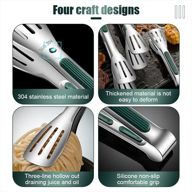 Pinzas para barbacoa, fácil de limpiar, pinza para parrilla, abrazadera para freír bistec, herramienta de cocina 12 pulgadas Ndcxsfigh Libre de BPA