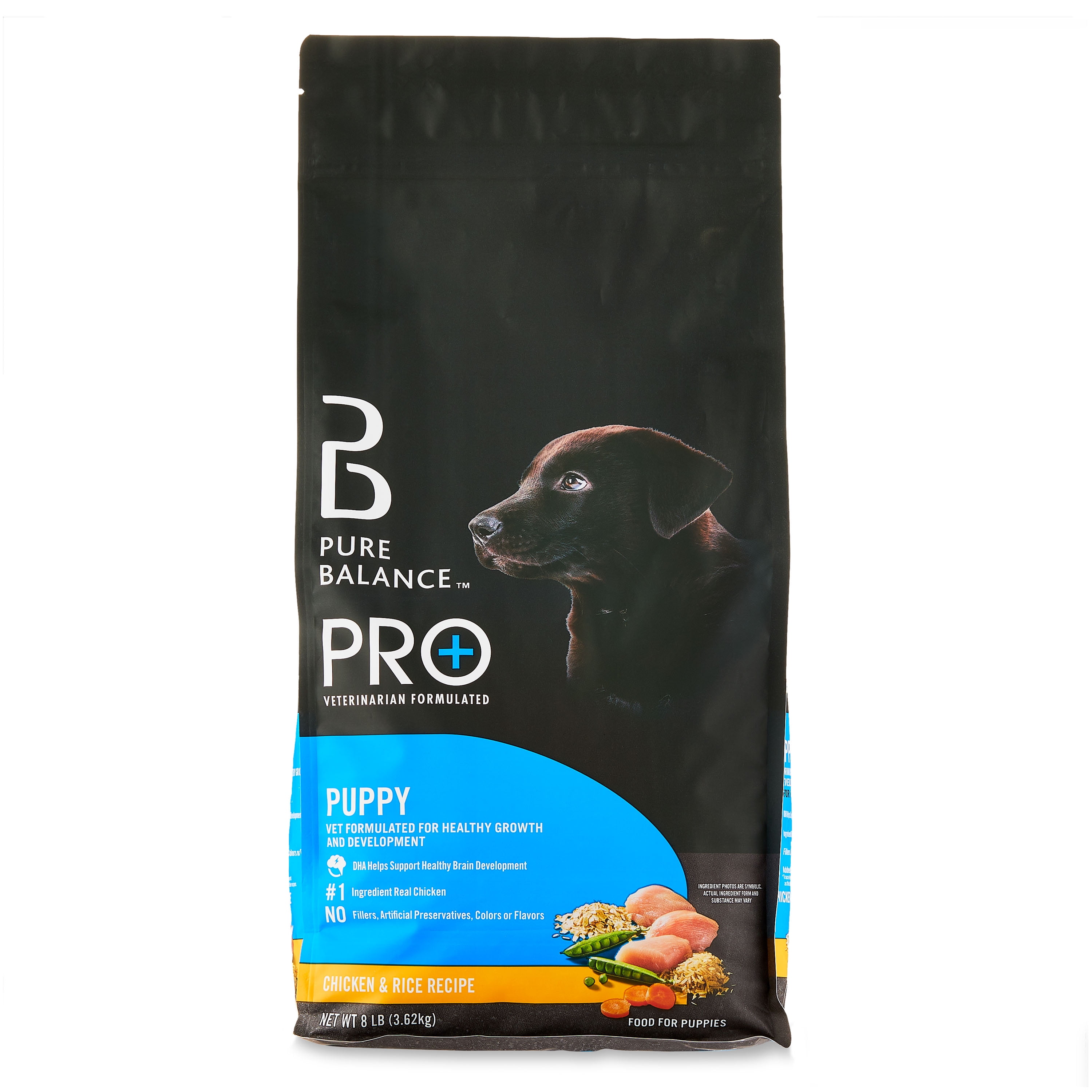 (3 pack) Pure Balance Pro+ Puppy Chicken and Rice Recipe Dry Dog Food for Puppies, 8 lb