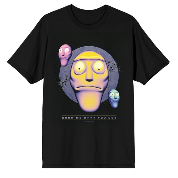 Rick & Morty Show Me What You Got Adult Black Crew Neck Short Sleeve T-shirt-Medium
