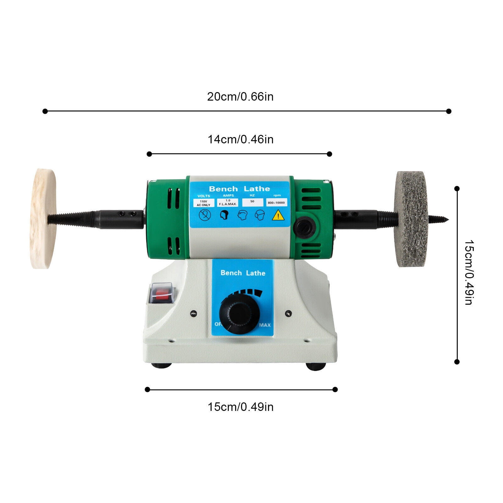 320W Jewelry Polisher Adjustable Speed Buffer Bench Grinder Polishing Machine
