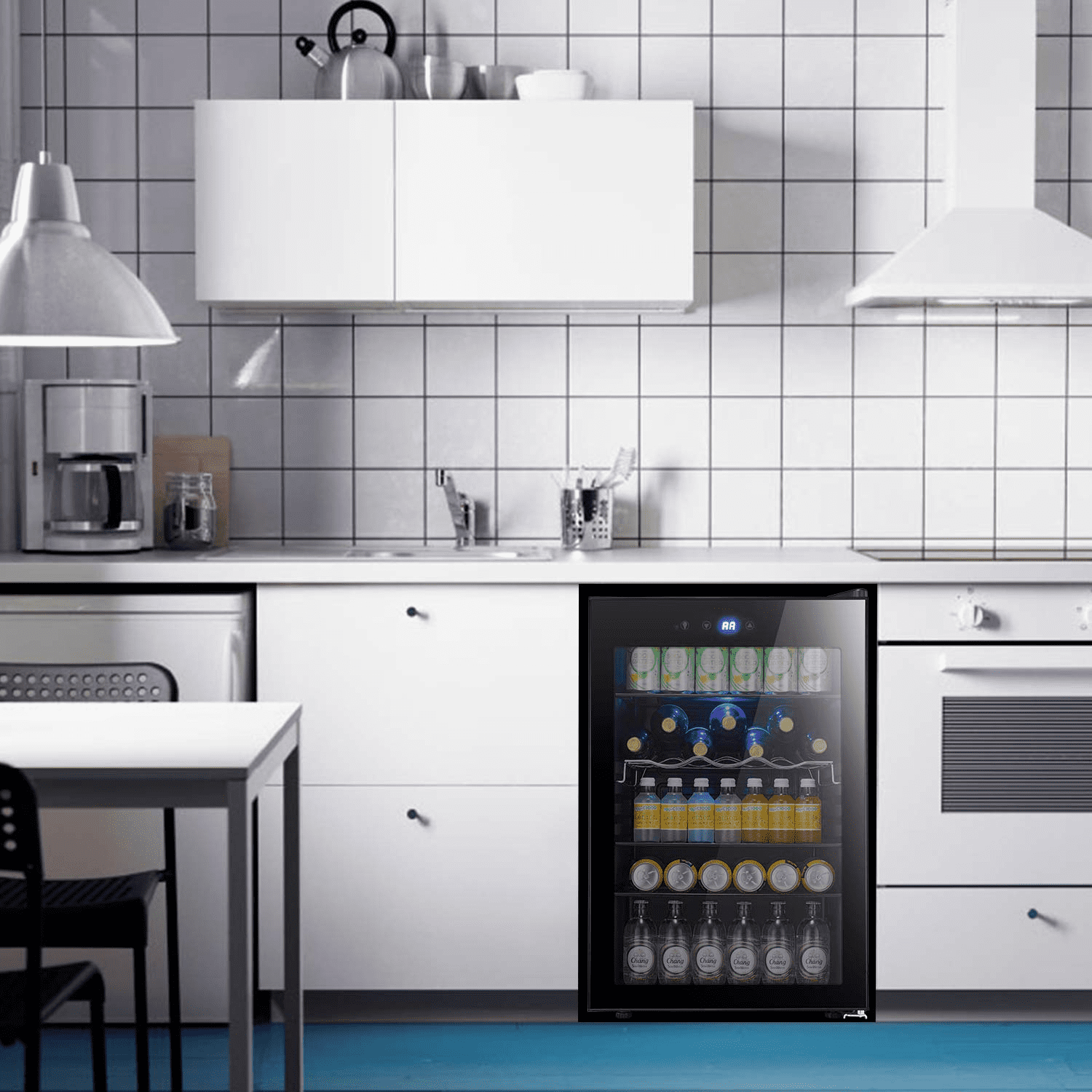 YUKOOL 37 Bottle/145 Can Mini Beverage Refrigerator, Freestanding Wine Cooler with Touch Button, Adjustable Wine Rack, 4.4cu.ft