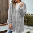 thumbnail image 2 of School Outfits for Teachers Jacket for Women Women Warm Soft Fleece Jacket Casual Comfy Jacket Fuzzy Hooded Cardigan Outerwear Tops Women Coat My Items, 2 of 9
