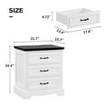 thumbnail image 6 of Farmhouse Nightstand with Charging Station, 3 Drawers White Bedside Table for Bedroom for Adults, 6 of 7