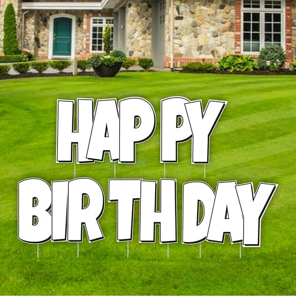 VictoryStore White EZ Happy Birthday Display, White Easy Setup Birthday Decorations, 20361