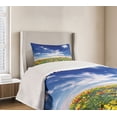 thumbnail image 4 of Ambesonne Colorful Quilted Bedspread Set 2 Pcs, Flowers Cloudy Sky, Twin Size, Multicolor, 4 of 6