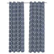 Jordan Manufacturing 54" x 96" Cayo Admiral Navy Lattice Grommet Semi-sheer Outdoor Curtain Panel (2 Pack)