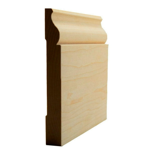 EWBB12 Colonial Baseboard 5-1/4" Tall x 11/16" Moulding. Unfinished, Maple, 94"