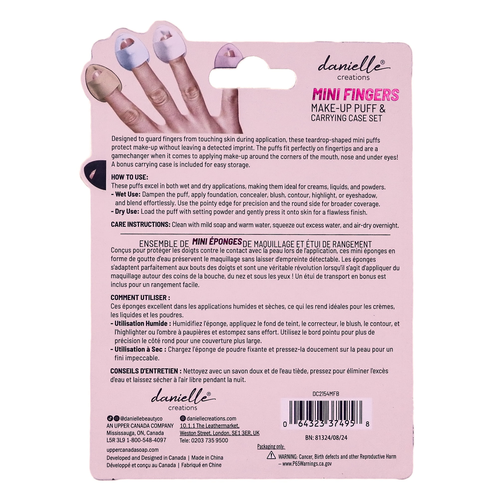 Danielle Creations Mini Fingers Make-up Puff & Carrying case set