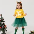 thumbnail image 2 of Vestido de Navidad para niñas, vestido de tul tejido de malla, vestido de princesa de una pieza para Año Nuevo, manga larga, patrón de alce para niñas, 2 of 5
