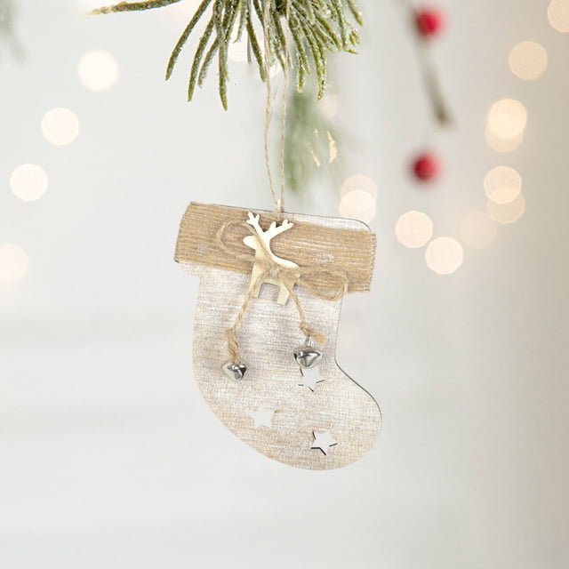 Adornos Colgantes de Madera para Árbol de Navidad | Decoraciones Navideñas de Madera Natural | Formas de Estrella, Ciervo y Papá Noel | Ligeros y Fáciles de Colgar | Perfectos para Decorar Árboles de