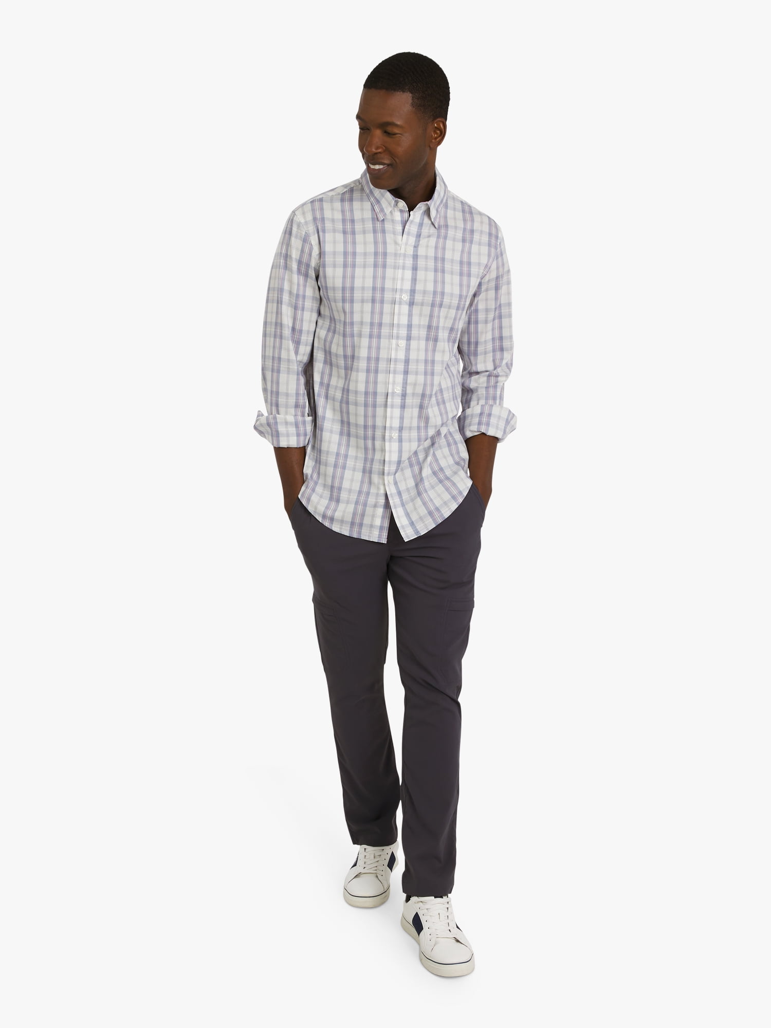 Chaps Men's & Big Men's Long Sleeve Flex Twill Yarn-Dye Woven Shirt, Sizes S-3XL