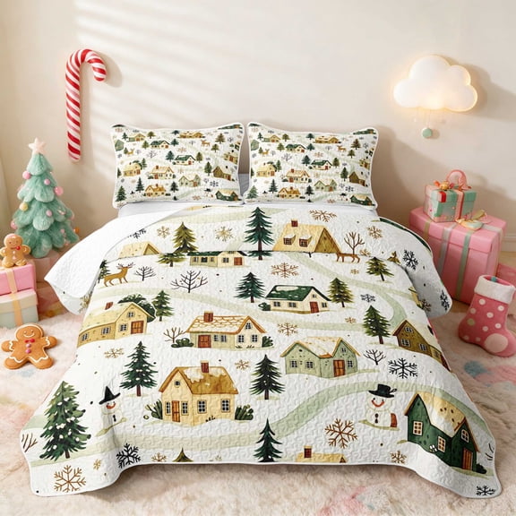 Manfei Village Twin Quilt Set Snow Twin Coverlet Set, Peach Pink 2 Pieces 1 Bedspread and 1 Pillowcase