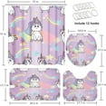 thumbnail image 2 of 4 Pcs Bathroom Sets with Shower Curtain and Rugs, Rainbow Unicorn Heart Kids, Bathroom Decor Happy Horse Cute Funny Shower Curtain Sets for Bathroom Decor, 2 of 4