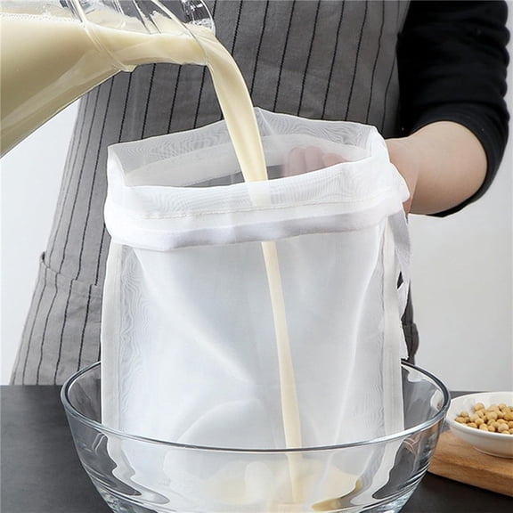 1 Pack Reusable Nut Milk Bag, Food-Grade Nylon Cheese Cloth Bag for Straining, Fine Mesh Strainer Bags with Drawstring for Nut Milk, Cold Brew Coffee, Greek Yogurt, Tea And Juice Clear(17.72*23.62")