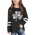 thumbnail image 2 of Kilaqueen St Patricks Day Kids Shirt Long Sleeve Crew Neck Shamrock Print Pullover Tops Casual Trendy Festival Vacation Tees 3-14Y, 2 of 5