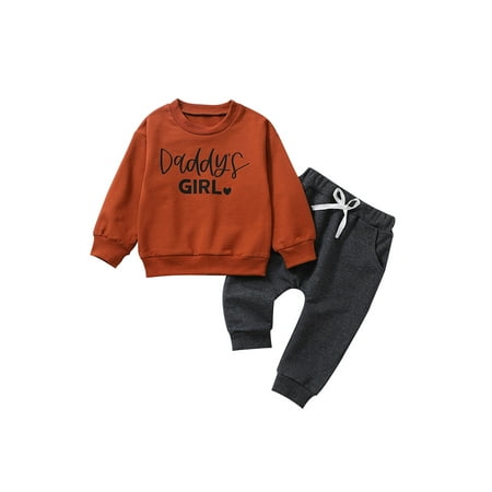 

Domingbub 2Pcs Infant Baby Pant Sets Long Sleeve Sweatshirt Solid Color Drawstring Pants Baby Spring Clothes Set Brown 4-5 Years
