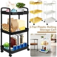 thumbnail image 1 of 3-Tier Rolling Storage Cart Small Utility Cart Organisation Cart with Lockable Wheels  Storage Rolling Trolley  Organiser Rack Cart for Kitchen Bathroom Living Room Bedroom Spaces, 1 of 8