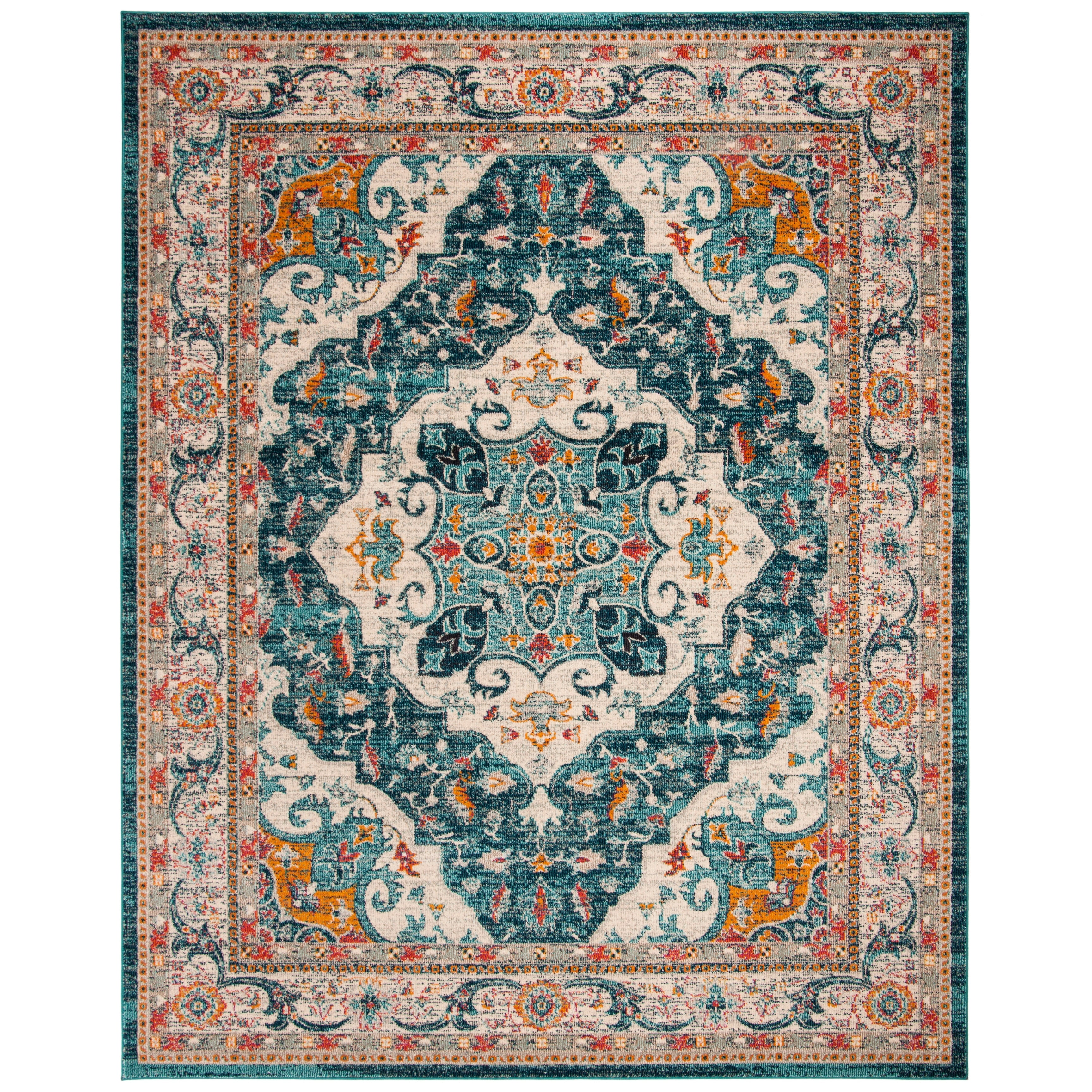 SAFAVIEH Phoenix Christopher Floral Area Rug, Ivory/Blue, 8' x 10'
