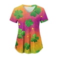 thumbnail image 2 of GEWSEY St. Patricks Day Scrub Tops for Women Irish Shamrock Holiday Shirts V Neck Short Sleeve Nursing Uniform with Pockets (Orange, L), 2 of 8
