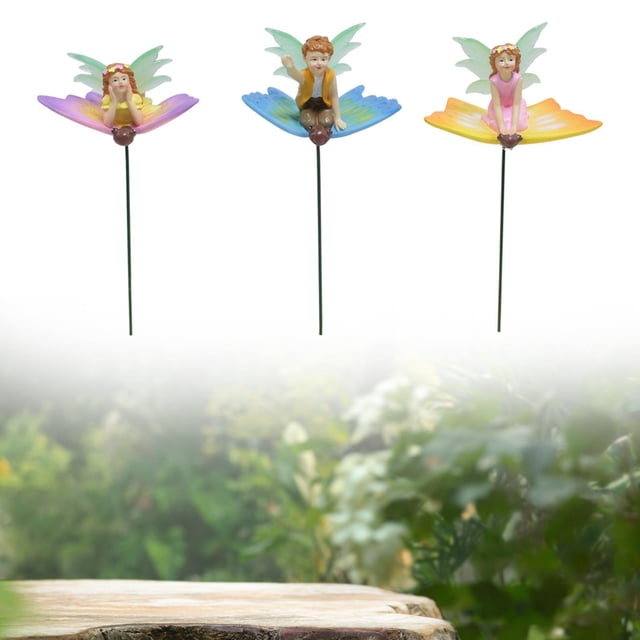 3pcs Luminoso mini estatua de hadas estatuas de jardín decoración de la planta de la planta figuras de hadas en miniatura para el césped fuera del