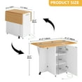 thumbnail image 3 of Craftian Rolling Kitchen Island with Cabinet for 10-Gallon Trash Bin, Kitchen Storage Cart with Drop Leaf & Power Outlets, White, 3 of 11