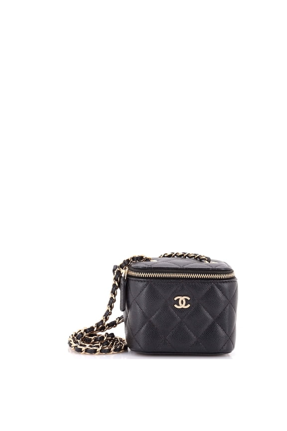 Pre-Owned Classic Vanity Case with Chain Quilted Caviar Mini By Rebag