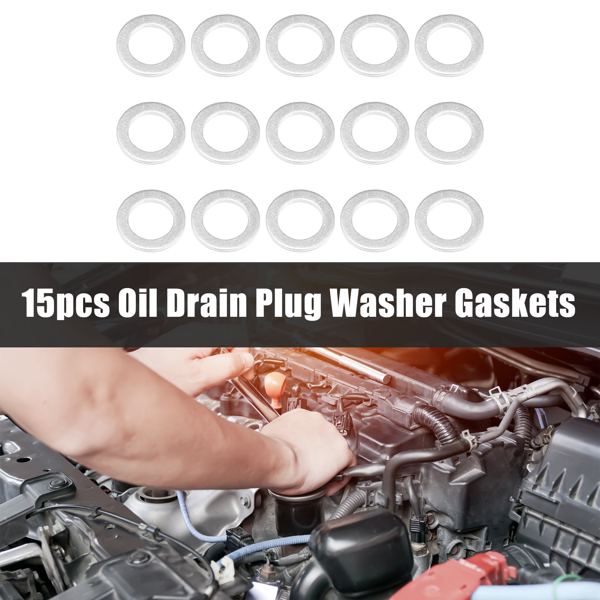 Unique Bargains 15pcs Oil Drain Plug Washer Gaskets Universal Engine Oil Washers 12*20mm