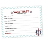 Inkdotpot Wishes For Baby Cards For Baby Shower - Boy Baby Shower Party Collection, Pirates Theme, Wishes For The Baby Cards, Activities Party Supplies - Pack Of 50