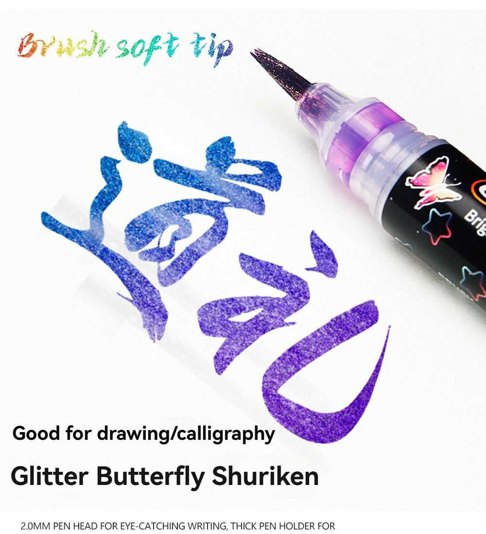 10 Glitter Paint Pens Sparkly and Shiny for Writing, Painting, DIY Craft Making, Coloring, Glitter Markers Extra-Fine Tip