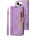 thumbnail image 1 of iPhone 14 Pro Wallet Case,PU Leather Folio Kickstand Card Slots Cover for iPhone 14 Pro,Book Folding Flip Case with Detachable Wrist Strap,Protective Cover for iPhone 14 Pro,Purple, 1 of 14