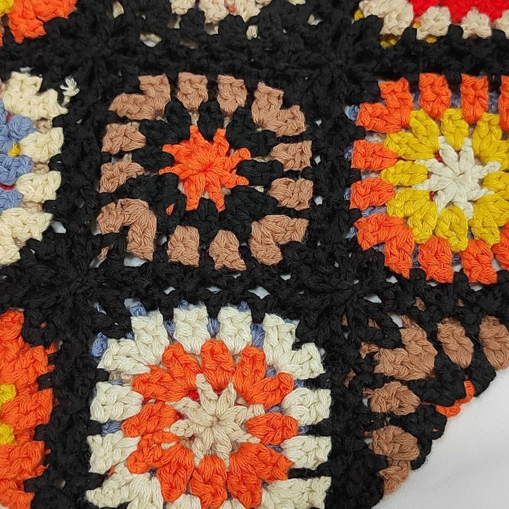 Zhengup Crochet Handbags for Women Knitted Handmade Shouder Bag Colorful Summer Tote Woven Top Handle Purse Vacation