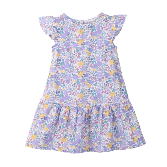 Vestido Beebay con estampado floral y mangas con volantes, 7 años
