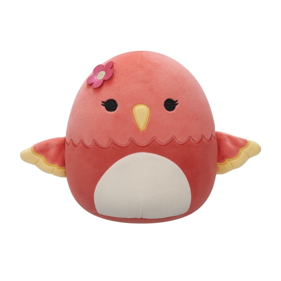 Squishmallows Official 7.5 inch Lullabi the Coral Hummingbird With Flower Pin - Child's Ultra Soft Plush Toy