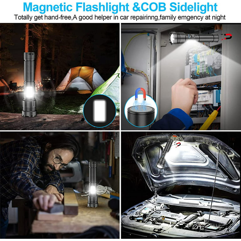 Magnetic Flashlight Rechargeable 10000 High Lumens, Super Bright