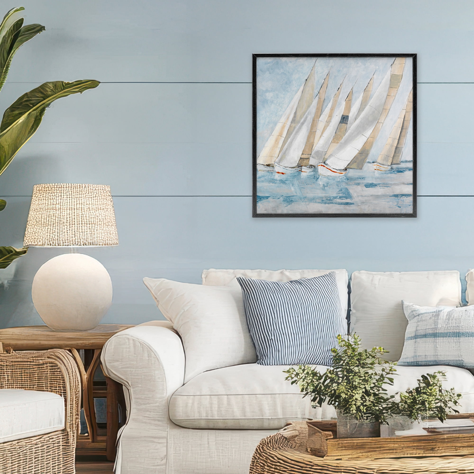 Stupell Industries Sailboat Regatta Coastal Scene Black Framed Giclee Art, design by Lorenzo Collective
