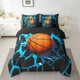 thumbnail image 2 of jejeloiu Basketball Sports Bedding Comforter Set 7-Piece,Abstract Geometric Honeycomb King Bedding Sets,Black Blue Orange Bed Sheets For Boys Kids,Luxury Bedroom Decor Reversible, 2 of 8