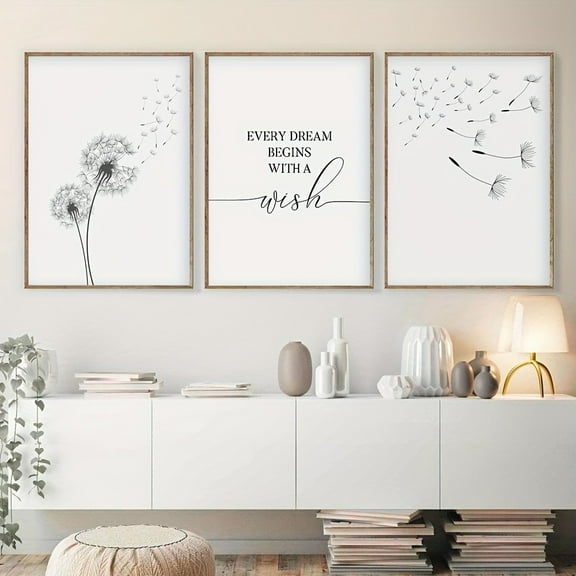 3pcs Elegant Dandelion Canvas Wall Art for Living Room Decor - Modern and Simple Design